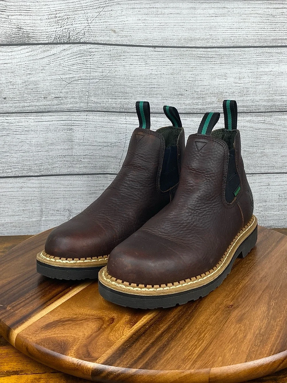 Georgia Boot Giant Waterproof High Romeo Work Boot Soft Toe Brown Leather Size 9